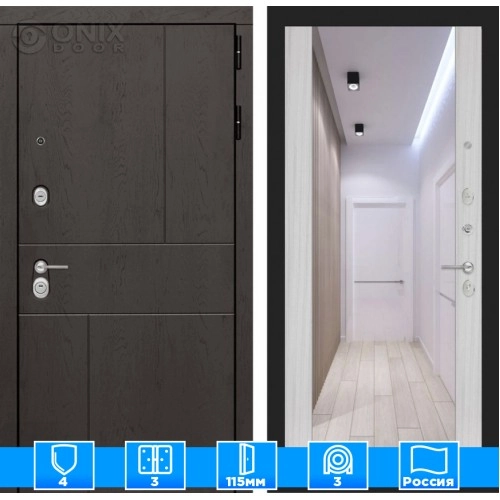 Входная дверь URBAN с Зеркалом Максимум - Сандал белый 880х2050 правая