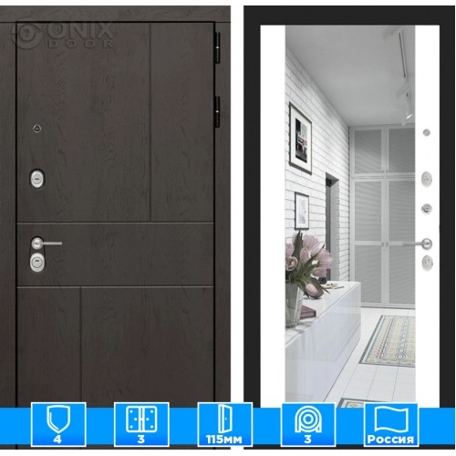 Входная дверь URBAN с Зеркалом Максимум - Белый софт