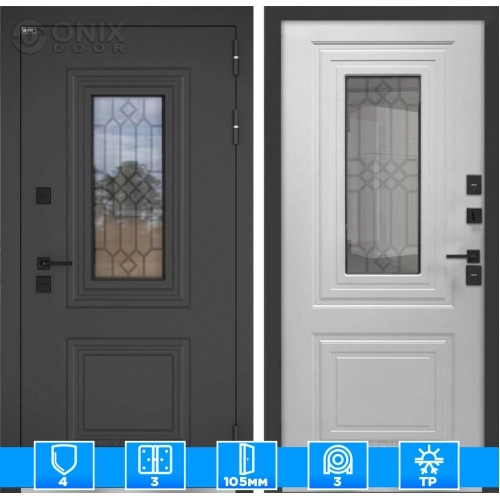 Входная дверь Верса с окном и решеткой (терморазрыв)