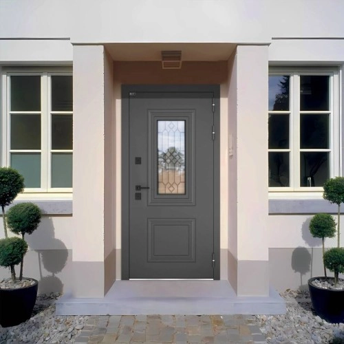 Входная дверь Верса с окном и решеткой (терморазрыв)