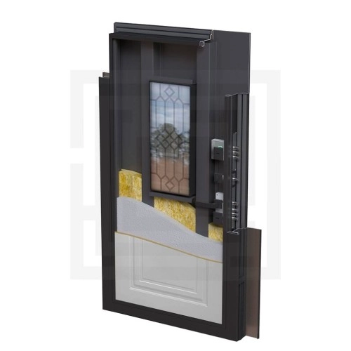 Входная дверь Верса с окном и решеткой (терморазрыв)