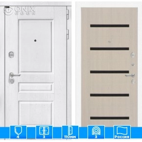 Входная дверь VERSAL 01 - Беленый дуб, стекло черное