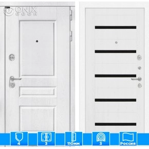 Входная дверь VERSAL 01 - Белое дерево, стекло черное