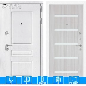 Входная дверь VERSAL 01 - Сандал белый, стекло белое