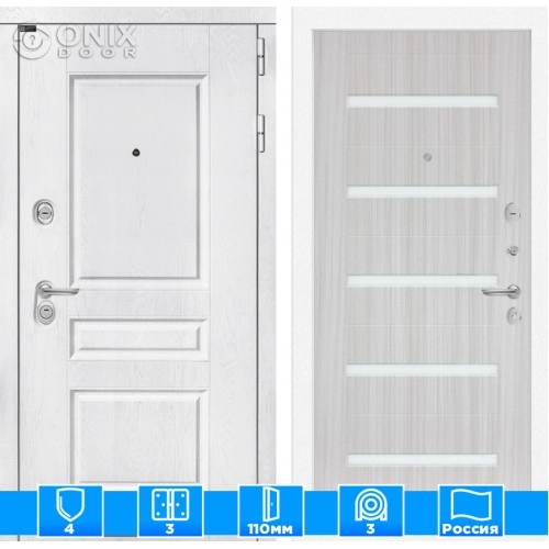 Входная дверь VERSAL 01 - Сандал белый, стекло белое