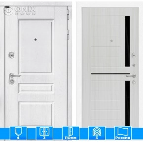 Входная дверь VERSAL 02 - Сандал белый, стекло черное