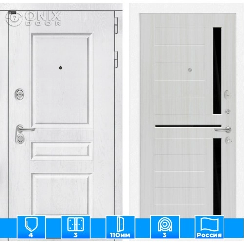 Входная дверь VERSAL 02 - Сандал белый, стекло черное