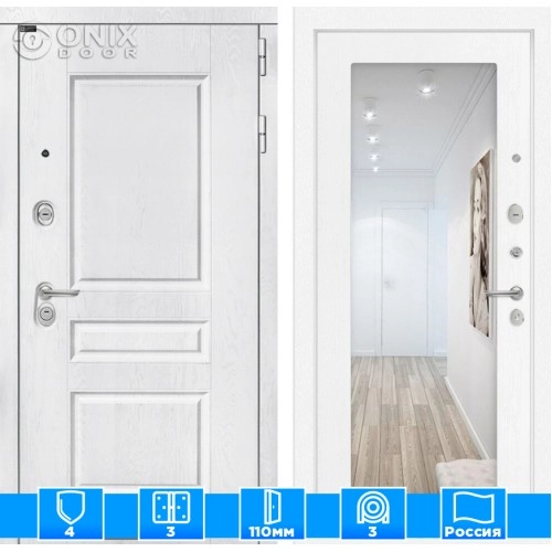 Входная дверь VERSAL с Зеркалом 18 - Белое дерево