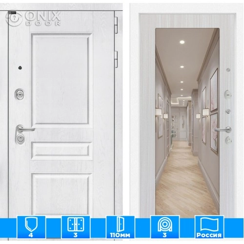 Входная дверь VERSAL с Зеркалом 18 - Сандал белый