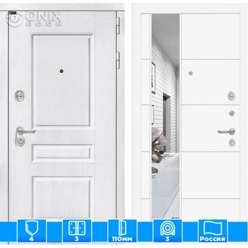 Входная дверь VERSAL с Зеркалом 19 - Белый софт