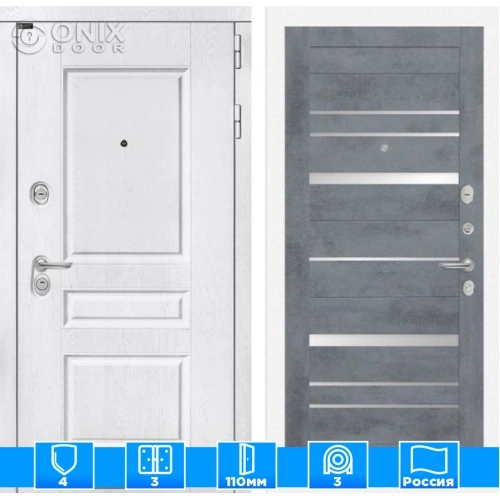 Входная дверь VERSAL 20 - Бетон темный, зеркальные вставки