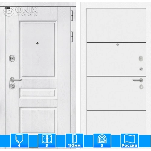 Входная дверь VERSAL 25 - Белый софт, черный молдинг