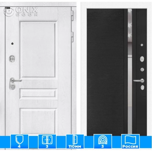 Входная дверь VERSAL 31 - Черный кварц, зеркальная вставка с тонировкой