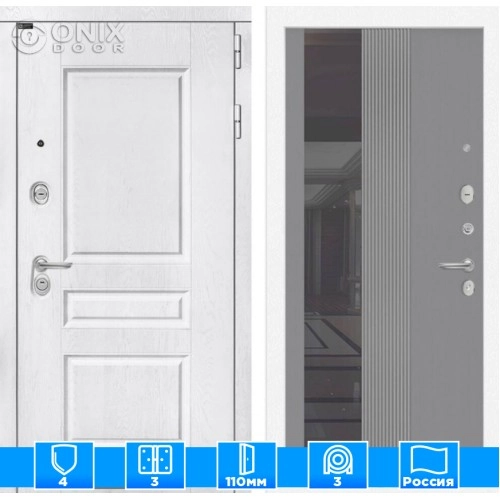 Входная дверь VERSAL с Зеркалом 32 тонированным - Серыйрельефсофт