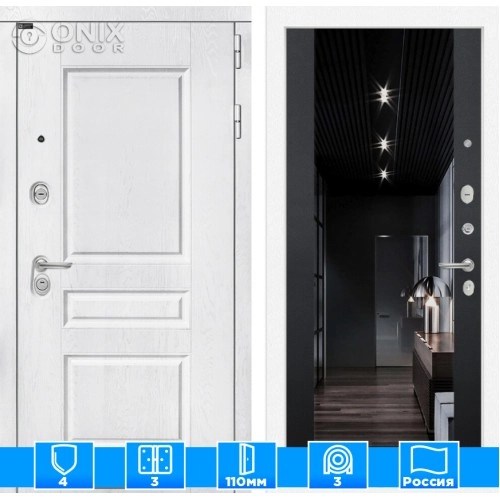 Входная дверь VERSAL с Зеркалом тонированным Максимум - Черный кварц