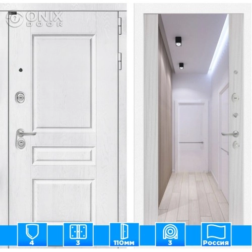 Входная дверь VERSAL с Зеркалом Максимум - Сандал белый