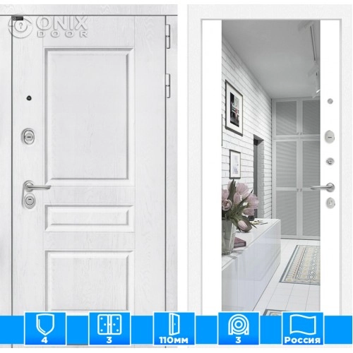 Входная дверь VERSAL с Зеркалом Максимум - Белый софт