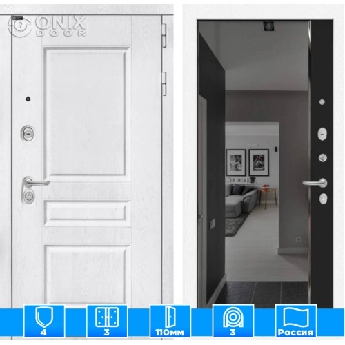 Входная дверь VERSAL с зеркалом Панорама с тонировкой - Черный кварц