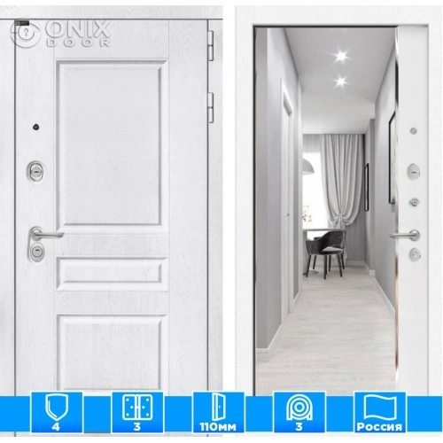 Входная дверь VERSAL с зеркалом Панорама - Белый софт