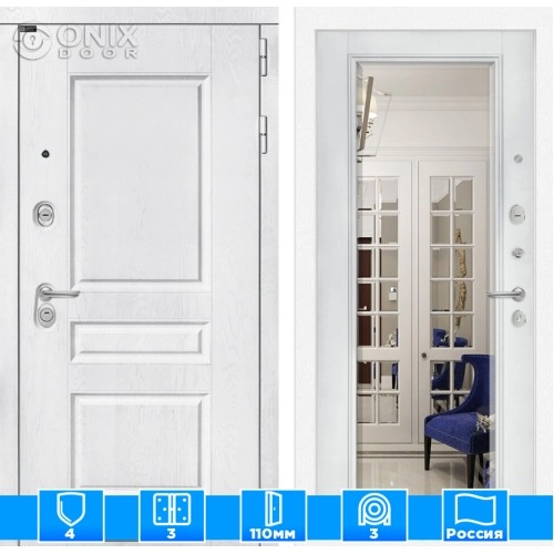 Входная дверь VERSAL с Зеркалом Фацет - Белый софт