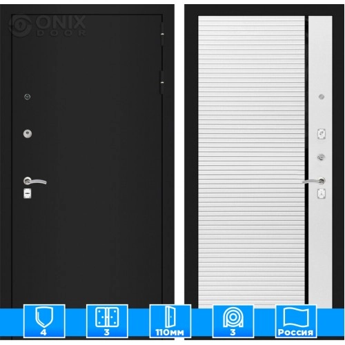 Входная дверь CLASSIC шагрень черная 22 - Белый софт, черная вставка