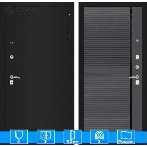 Входная дверь CLASSIC шагрень черная 22 - Графит софт, черная вставка