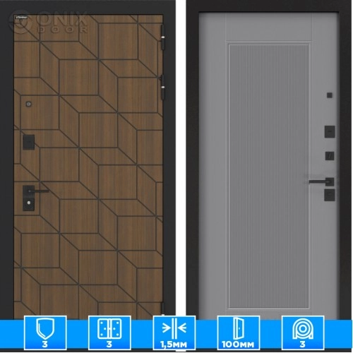 Входная дверь BN-03 с панелью АМСТРОД Серый софт рельеф