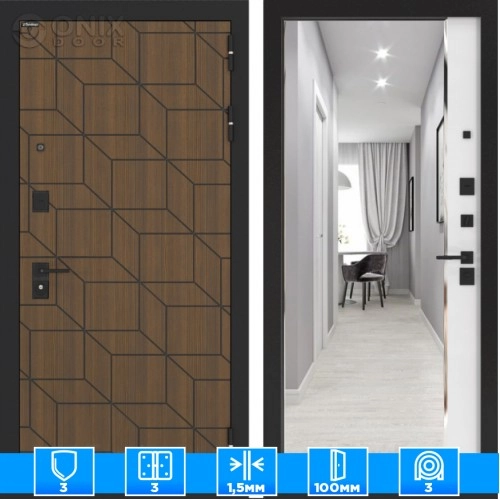 Входная дверь BN-03 с зеркалом ФЛЗ-618 Белый софт