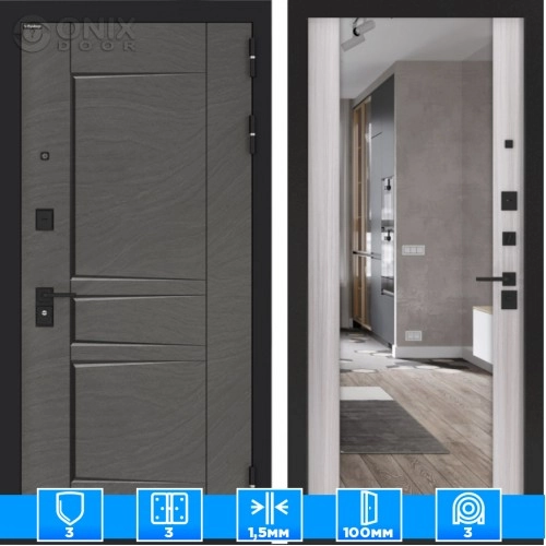 Входная дверь BN-04 с зеркалом ФЛЗ-1 Сандал белый