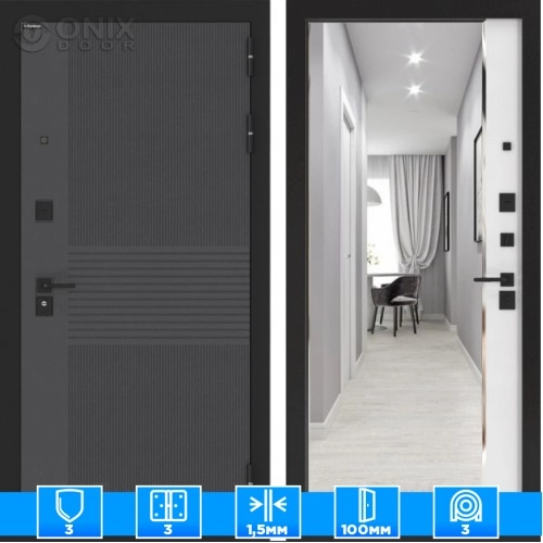 Входная дверь BN-05 с зеркалом ФЛЗ-618 Белый софт