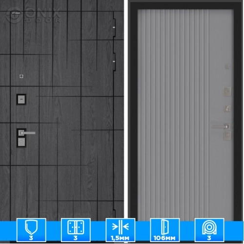 Входная дверь BN-09 с панелью ХОМС Серый софт рельеф