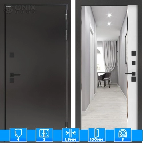 Входная дверь BN-10 Тепло плюс с зеркалом ФЛЗ-618 Белый софт