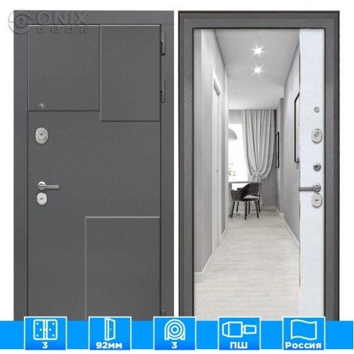 Входная дверь Брайтон3d ФЛЗ-305 Лофт белый (зеркало)