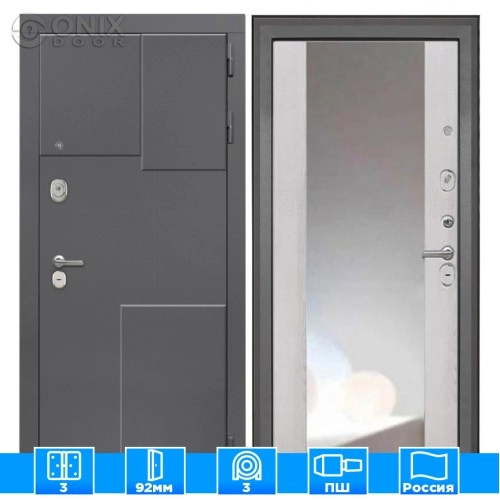 Входная дверь Брайтон 3d ФЛЗ 516 сосна белая (зеркало)