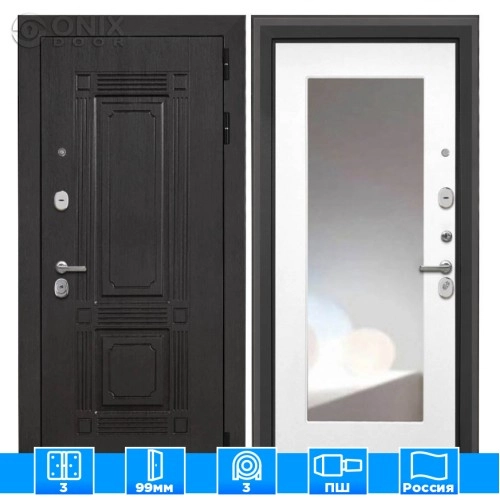 Входная дверь Италия Зеркало ФЛЗ-120М белая матовая (зеркало)