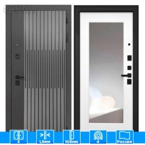 Входная дверь ОлимпияФЛЗ120М белая матовая (зеркало)