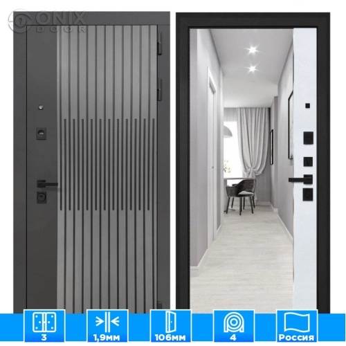 Входная дверь Олимпия ФЛЗ-305 Лофт белый (зеркало)