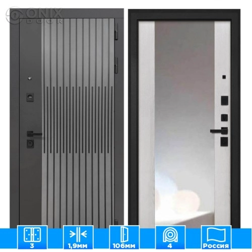 Входная дверь ОлимпияФЛЗ 516 сосна белая (зеркало)