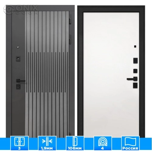 Входная дверь Олимпия Гладкая панель Силк Сноу