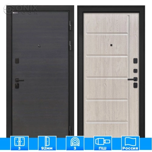 Входная дверь Профит Black Эковенге поперечный ФЛ-102 сосна белая