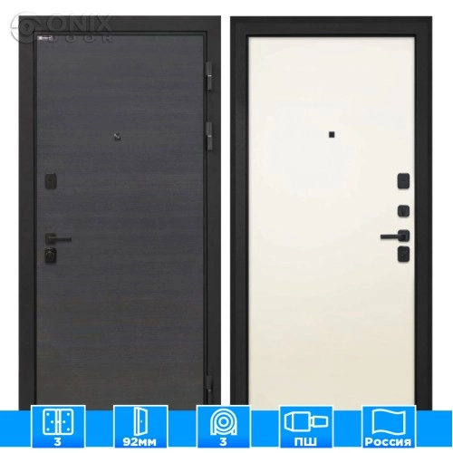 Входная дверь Профит Black Эковенге поперечный Гладкая панель Силк жасмин