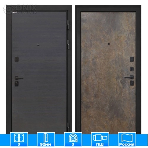 Входная дверь Профит Black Эковенге поперечный Гранж