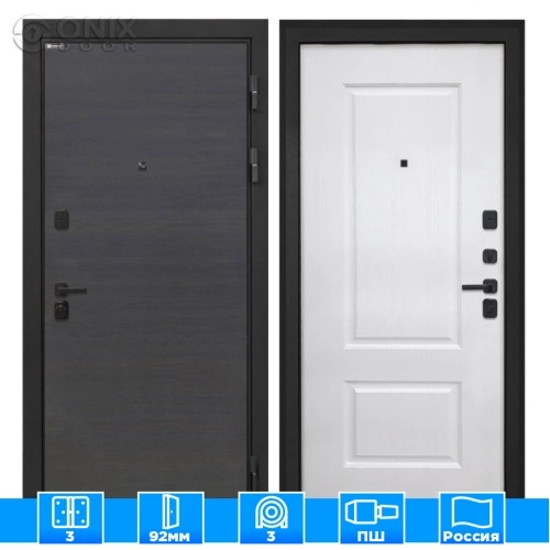 Входная дверь Профит Black Эковенге поперечныйКВ-2 белая матовая