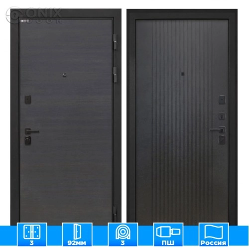 Входная дверь Профит Black Эковенге поперечныйЛофт черный