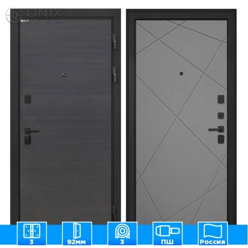 Входная дверь Профит Black Эковенге поперечный Лучи-М графит