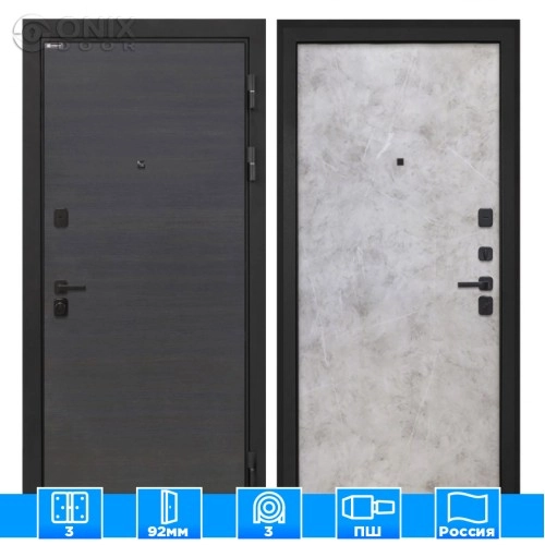 Входная дверь Профит Black Эковенге поперечный Мрамор светлый