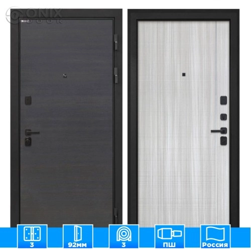 Входная дверь Профит Black Эковенге поперечный В-07 Сандал белый