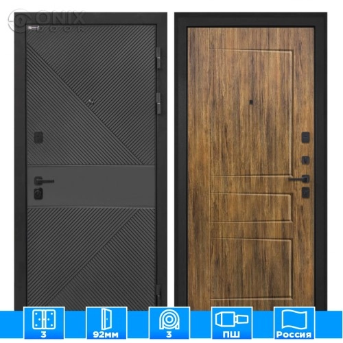 Входная дверь Профит black ФЛ-613 черный (крашеный) ФЛ-638М Дуб Американский