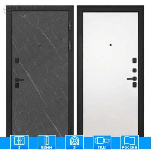 Входная дверь Профит Black Лава Гладкая панель Силк Сноу