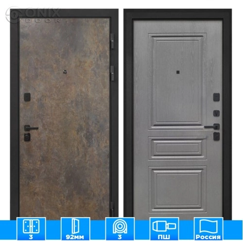 Входная дверь Профит Black Гранж ФЛ-243-м Графит вуд дуб